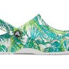 Crocs 4 Baskılı Açık Hava Düz Topuklu Plaj Spor Beyaz Yeşil Sandaletler “Beyaz Yeşil” 206230-1C8