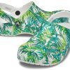 Crocs 4 Baskılı Açık Hava Düz Topuklu Plaj Spor Beyaz Yeşil Sandaletler “Beyaz Yeşil” 206230-1C8