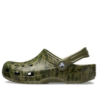 Crocs Classic Clog Kamuflaj Baskılı Plaj Yeşili Sandaletler 206454-309