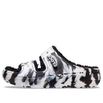 Crocs Classic Cozzzy Mermer Desenli Sandaletler “Siyah Beyaz” 207907