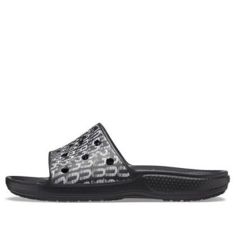Crocs Classic Logo Hareketli Terlikler “Siyah Beyaz” 206124-066