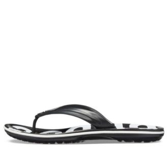 Crocs Crocband Baskılı Parmak Arası Terlik Siyah Beyaz 205943-066