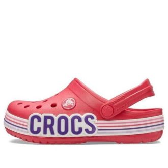 Crocs (GS) Crocband Logolu Çizgili Ayakkabı “Kırmızı Beyaz” 206345-611