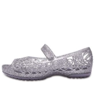Crocs (GS) Isabella Glitter Açık Burunlu Sandaletler “Gümüş” 202602-040