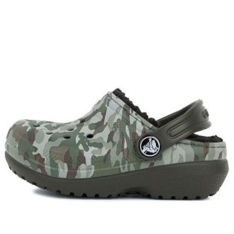 Crocs (GS) Kamuflaj Baskılı Yuvarlak Burunlu Terlik “Yeşil Kahverengi” 204817-3R3