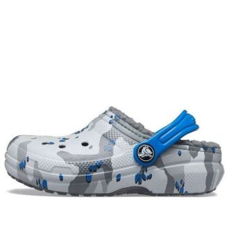 Crocs (GS) Klasik Astarlı Kamuflajlı Ayakkabı “Gri Beyaz Mavi” 207323-0EF