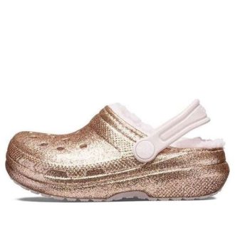 Crocs (GS) Klasik Astarlı Simli Ayakkabı “Altın Pembe” 207462-2UB