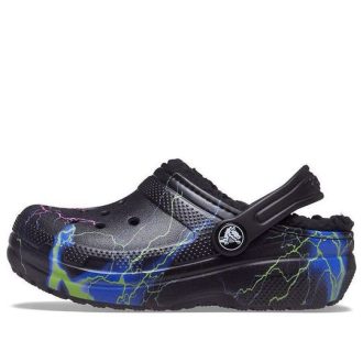 Crocs (GS) Klasik Fuzz-Lined Clog “Black Lightning” 207322-0C4