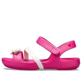Crocs (GS) Lina Flower Charm Yuvarlak Burunlu Sandalet “Pembe” 205530-6X0