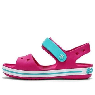 Crocs (GS) Timsah Bantlı Kayış Kapatmalı Sandaletler “Pembe Mavi” 12856-6LH
