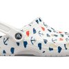 Crocs Klasik Clog Baskılı Sandaletler Beyaz Mavi 206053-94S