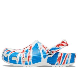 Crocs Klasik Desenli Aşınmaya Dayanıklı Kaymaz Spor Unisex Beyaz Mavi Kırmızı Sandalet “Beyaz Mavi Kırmızı” 205453-928