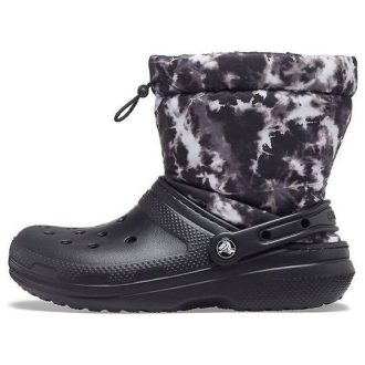 Crocs Klasik Çizgili Neo Şişme Tie Dye Botlar “Siyah Beyaz” 207328-001