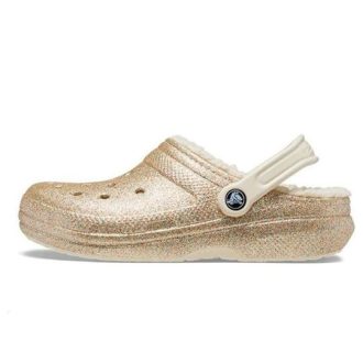 Crocs Klasik Simli Astarlı Terlik “Altın Beyaz” 205842-93S