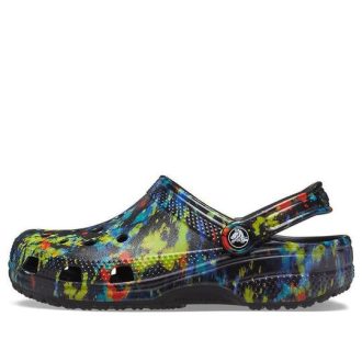 Crocs Klasik Tie Dye Desenli Crocs Plaj Unisex Kot Mavi Sandalet 205453-4SW