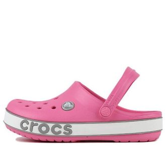 Crocs (PS) Crocband Bold Logo Outdoor Düz Topuklu Minimalist Spor Pembe Sandaletler 206022-65Y