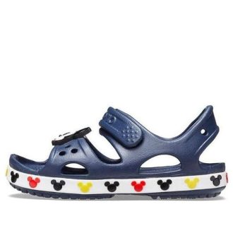 Crocs (PS) Funny Mickey Velcro Outdoor Açık Burun Düz Topuk Spor Derin Mavi Sandaletler 206171-410