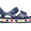 Crocs (PS) Funny Mickey Velcro Outdoor Açık Burun Düz Topuk Spor Derin Mavi Sandaletler 206171-410