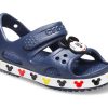 Crocs (PS) Funny Mickey Velcro Outdoor Açık Burun Düz Topuk Spor Derin Mavi Sandaletler 206171-410