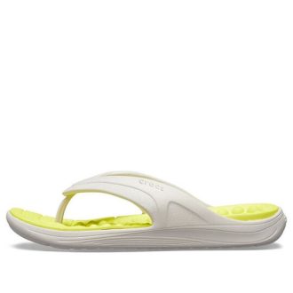 Crocs Reviva Şık Üst Yuvarlak Burunlu Parmak Arası Terlik “Beyaz Sarı” 205545-1CC