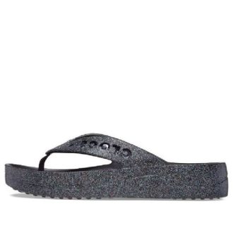 Crocs (WMNS) Baya Platform Parıltılı Flip Sandaletler “Siyah” 208463