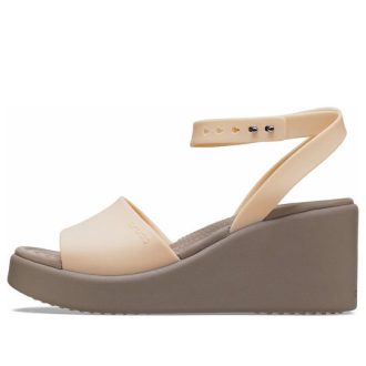 Crocs (WMNS) Brooklyn Bilek Kayışlı Kamalı Sandaletler “Krem Beyaz Kahverengi” 209406-2DS