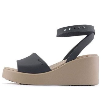 Crocs (WMNS) Brooklyn Bilek Kayışlı Kamalı Sandaletler “Siyah Bej” 209406-07H