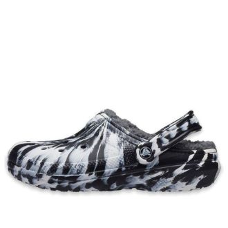 Crocs (WMNS) Klasik Astarlı Açık Hava Sandaleti “Mermer Beyaz Siyah” 207180-103