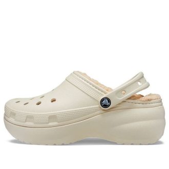 Crocs (WMNS) Klasik Platformlu Astarlı Tığ Ayakkabısı “Kemik” 207938-2Y2