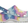Crocs (WMNS) Klasik Tıkanıklık Bulutları Tie Dye Baskılı Hafif Rahat Spor Sandaletler Pembe Mavi 207151-94S