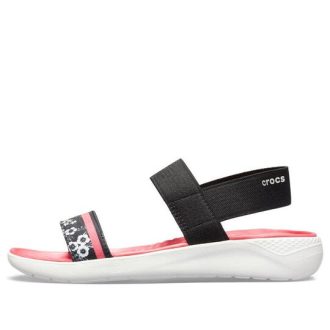 Crocs (WMNS) LiteRide Desenli Açık Burunlu Açık Ayakkabı Siyah Kırmızı Sandalet “Siyah Kırmızı” 205868-066