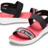 Crocs (WMNS) LiteRide Desenli Açık Burunlu Açık Ayakkabı Siyah Kırmızı Sandalet “Siyah Kırmızı” 205868-066