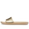 Crocs (WMNS) Sloane Shine Low Slide Minimalist Günlük Düz Kahverengi Altın Renkli Terlik “Kahverengi Altın” 206921-212