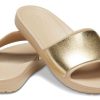 Crocs (WMNS) Sloane Shine Low Slide Minimalist Günlük Düz Kahverengi Altın Renkli Terlik “Kahverengi Altın” 206921-212